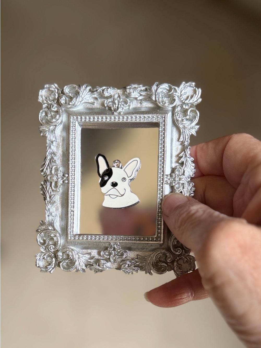 Silver Framed French Bulldog Mini Art | Easel & Magnets Included - Picture 9 of 9